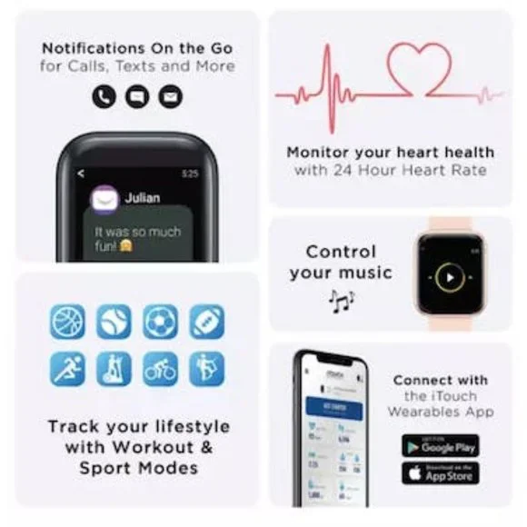 ITOUCH Air Touchscreen Smartwatch Fitness Tracker for Men and